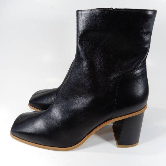 FREE PEOPLE Sienna Square Toe Ankle BOOTS Size 40 9.5 10 Black Leather NEW $198 - Picture 7 of 16